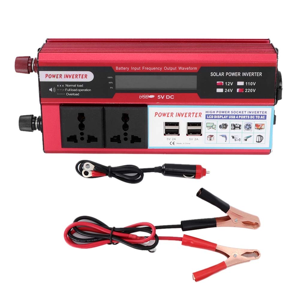 5000W Solar Power Inverter DC 12V/24V to AC with Digital Display & 4 USB Ports - Car Cigarette Lighter Battery Converter for Vehicles, RV, Truck | Perfect for Road Trips, Camping & Emergency Power Backup