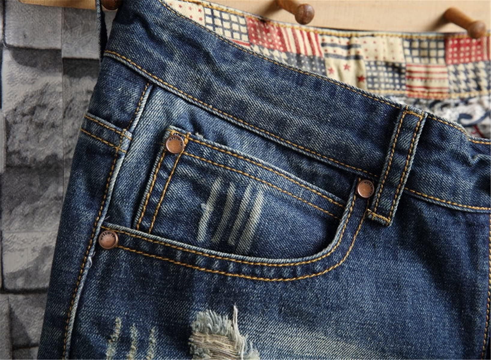 Betusline Men's Distressed Ripped Denim Shorts - Classic Straight Fit Jean Shorts for Summer | Casual Wear for Beach, Outdoors & Street Style