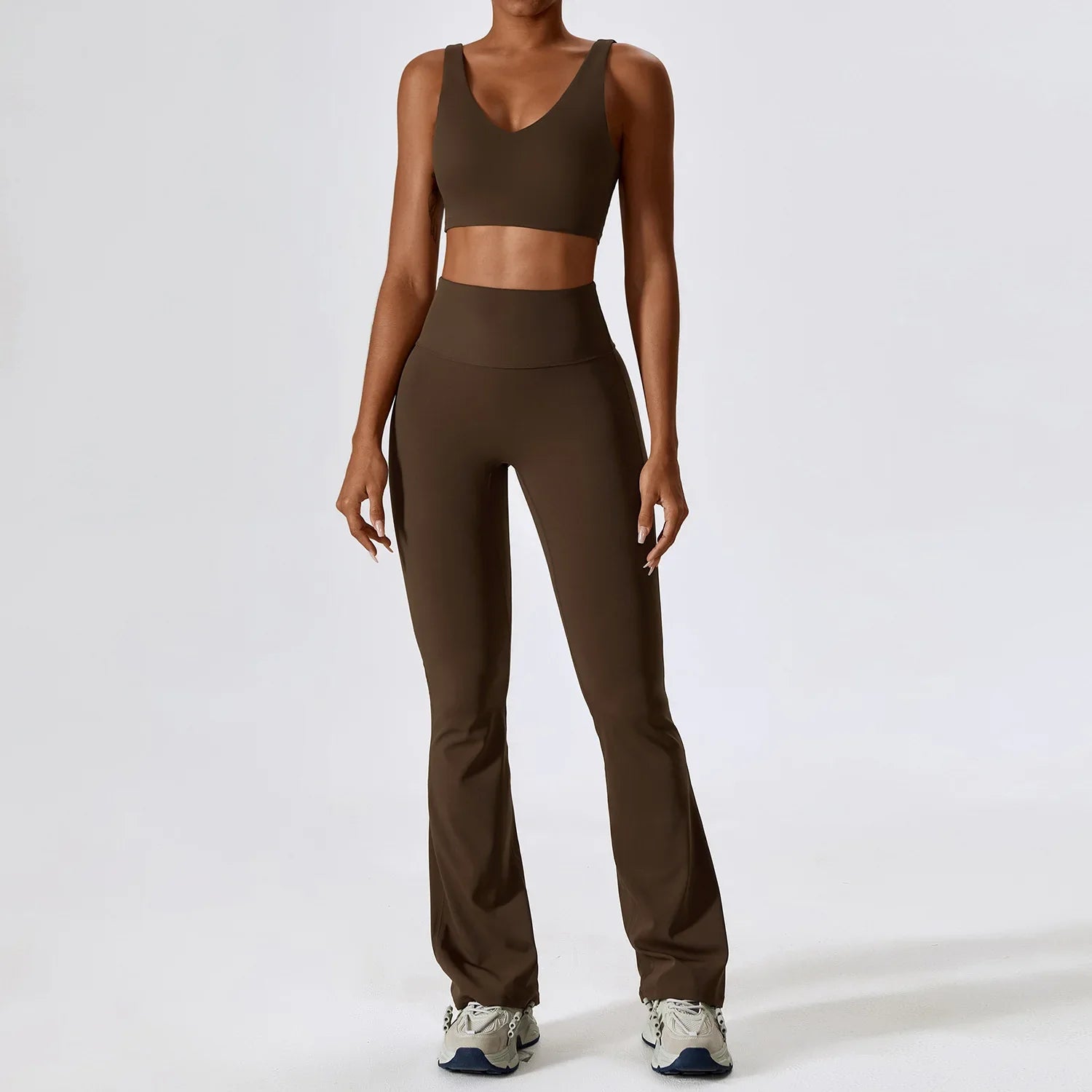 2-Piece Women's Yoga Tracksuit Set - Long Sleeve Crop Top & High Waist Leggings - Gym Workout Sportswear for Fitness, Running & Lounge Wear