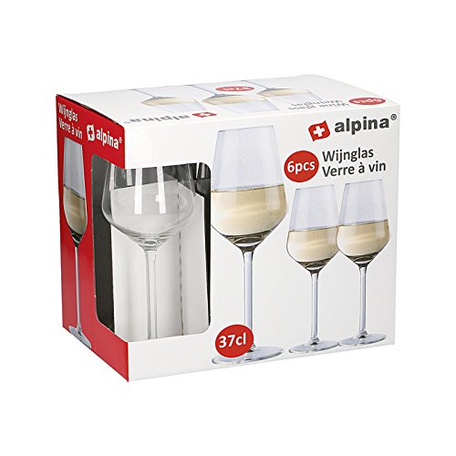 6-Piece 37cl Crystal Wine Glasses Set - Premium Swiss Brand for Bar, Restaurant & Home Table Decor - Perfect for Wine Tasting, Parties & Elegant Dining