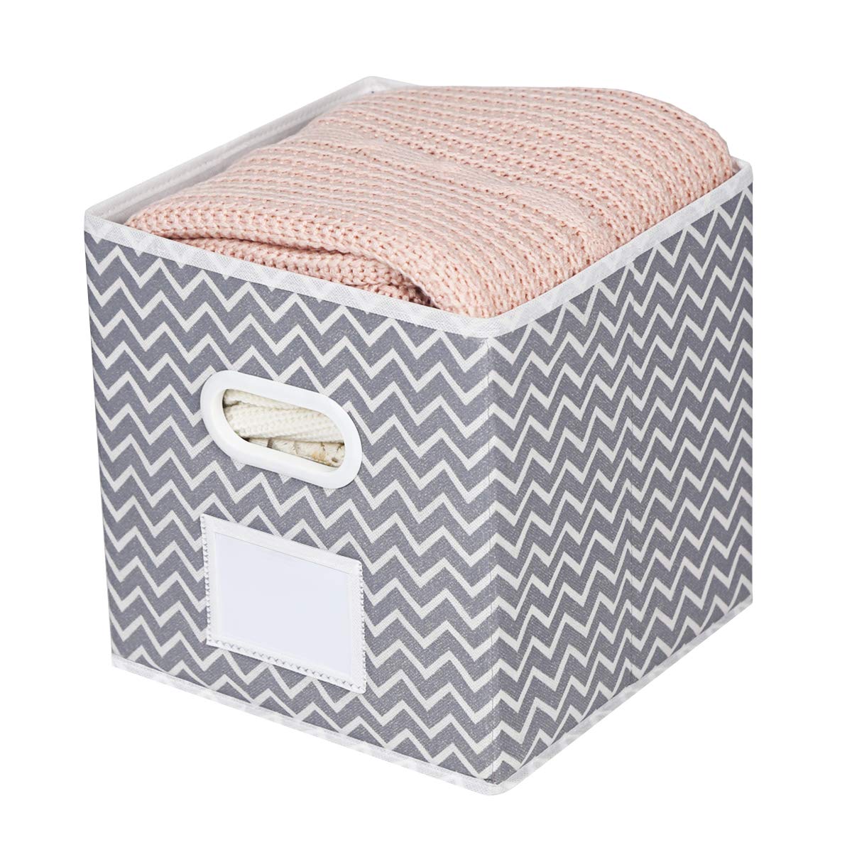 MAX Houser 6-Pack Foldable Fabric Storage Bins with Handles - Grey Cloth Organizer Baskets for Bedroom, Closet, Nursery & Office Organization (Multi-Purpose Storage Solution)