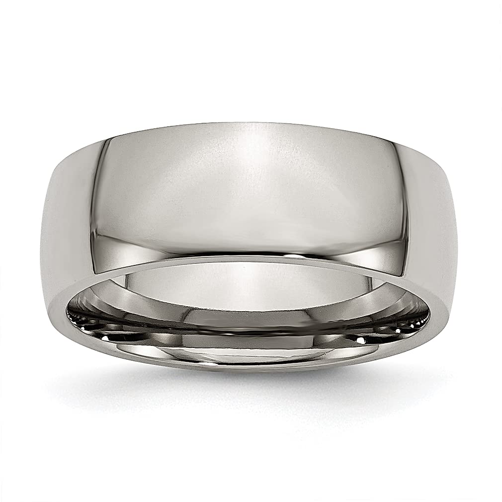 ICE CARATS 8mm Titanium Half Round Band Ring for Men - Classic Domed Wedding Ring, Fashion Jewelry Gift for Dad, Husband & Him - Perfect for Anniversaries, Engagements & Special Occasions