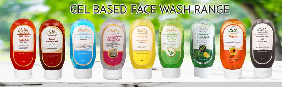 GLOBUS REMEDIES Anti-Acne Face Wash with Glycolic & Salicylic Acid 100ml + Vitamin C & Hyaluronic Acid Brightening Face Wash 100ml Combo Pack | Clears Breakouts & Evens Skin Tone | Perfect for Oily, Acne-Prone Skin & Dull Complexions