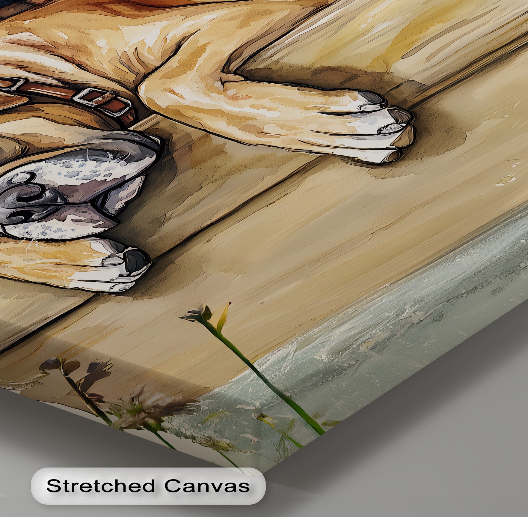 Sleeping Bulldog Canvas Print - Cute Puppy Wall Art for Nursery, Bedroom & Office Decor - Barrel Nap Illustration