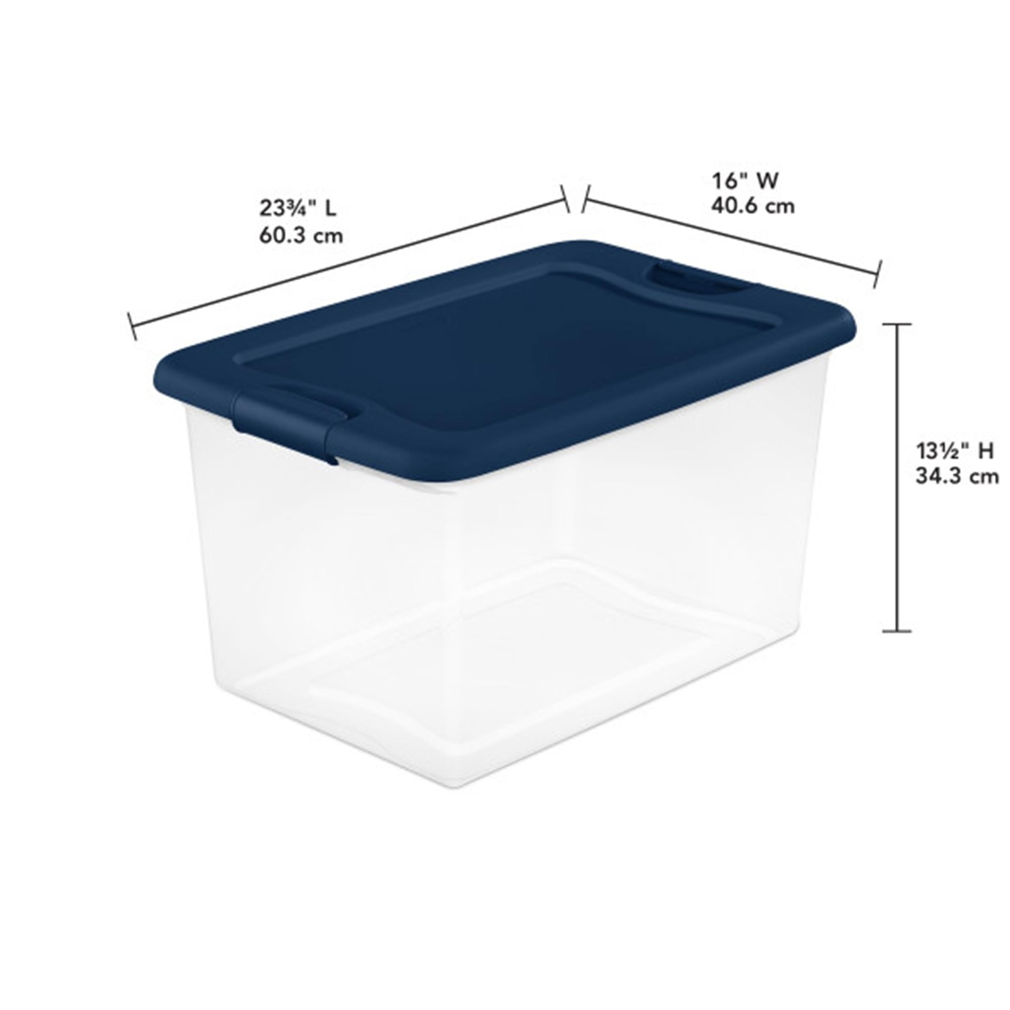 Sterilite 24-Pack 64 Qt Clear Plastic Storage Bins with Lids - Stackable Organizer Box Containers for Home, Office & Garage Organization (Blue)