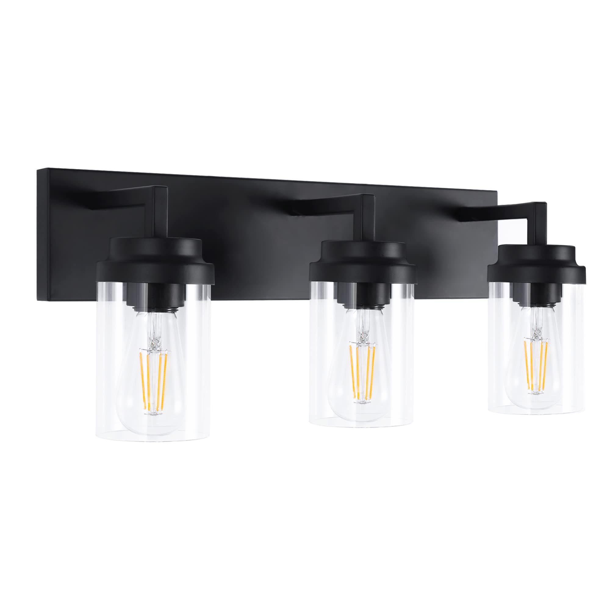 Espird 3-Light Matte Black Bathroom Vanity Light with Clear Glass Shade - 22 Inch Modern Wall Sconce for Mirror Lighting - Perfect for Bathroom, Living Room & Bedroom Décor
