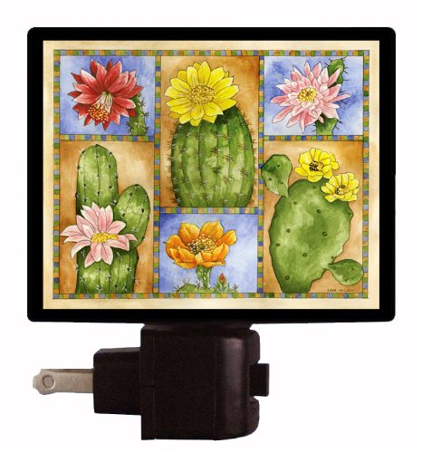 Southwest Cactus LED Night Light - Energy Efficient Dimmable Bedroom Lamp for Kids, Nursery, Hallway & Bathroom