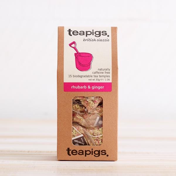 Teapigs Rhubarb Ginger Tea Bags - Natural Herbal Infusion for Digestion & Wellness - Perfect for After Meals, Relaxation & Cold Relief
