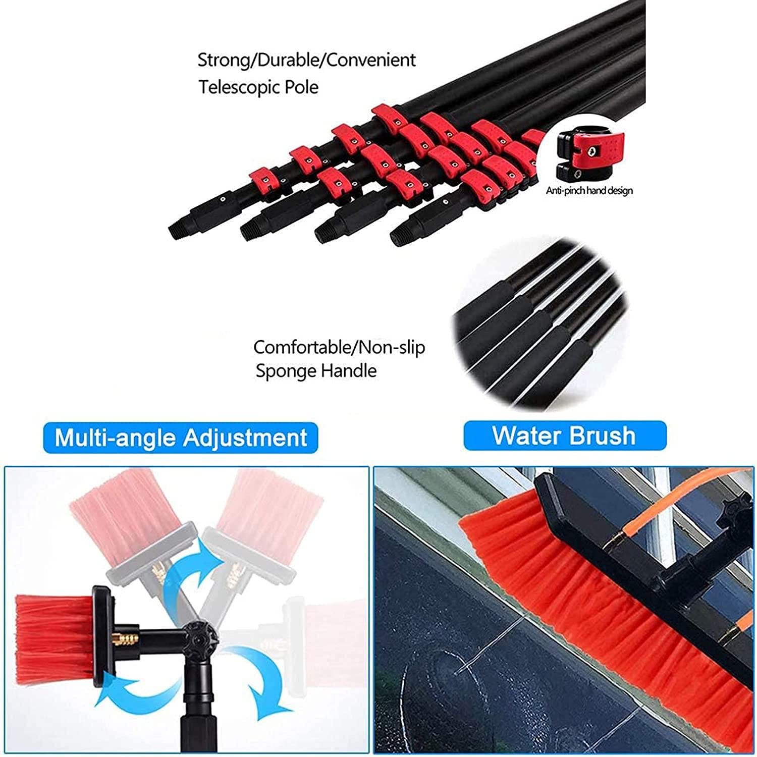 **Extendable 24FT Water Fed Pole Kit for Window & Solar Panel Cleaning - 35cm Brush, 7.2M Reach - Perfect for Home, Office & Truck Washing**