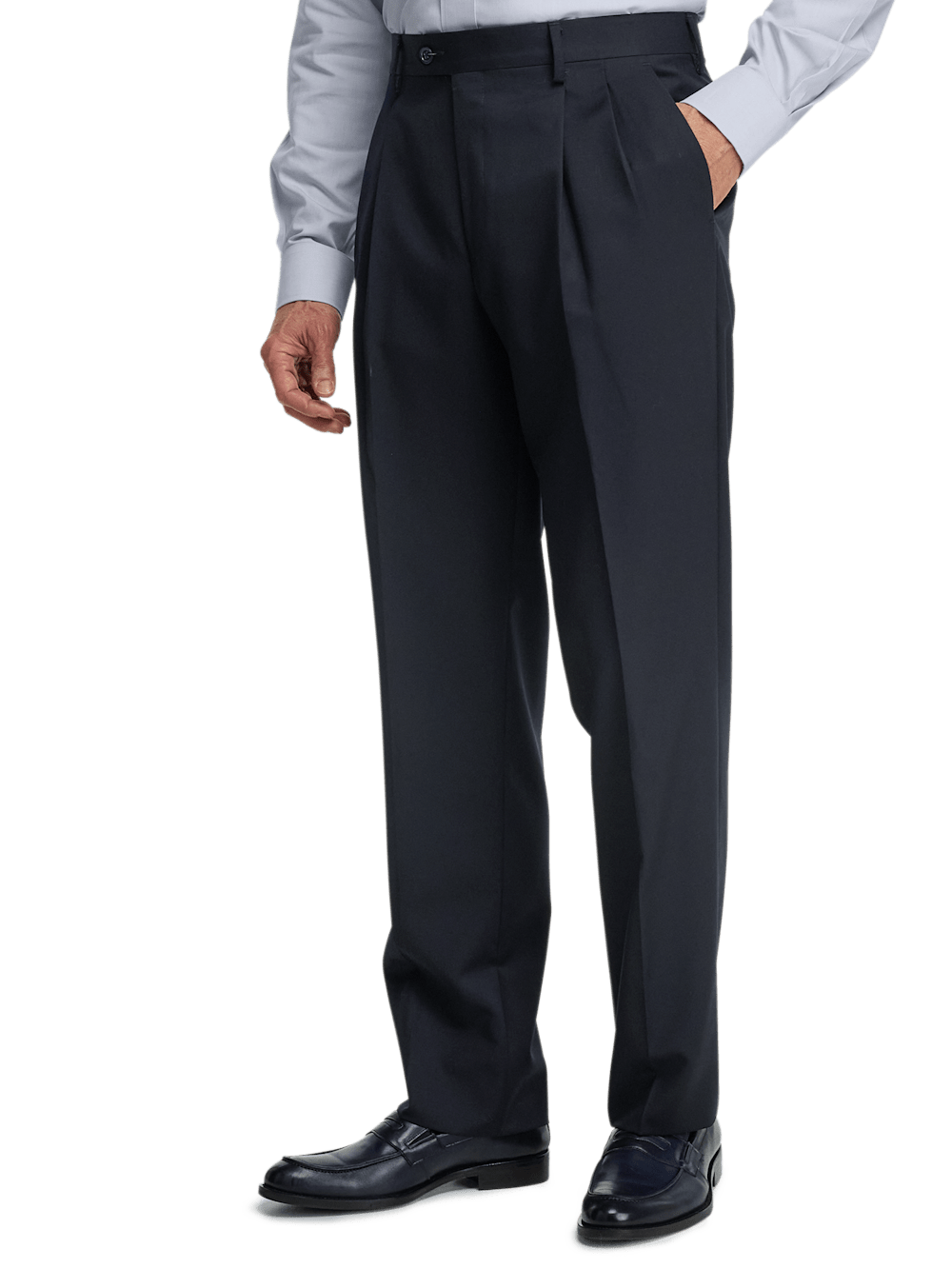 Premium Wool Gabardine Dress Pants for Men - Classic Dark Navy Color - Perfect for Business, Office & Formal Occasions