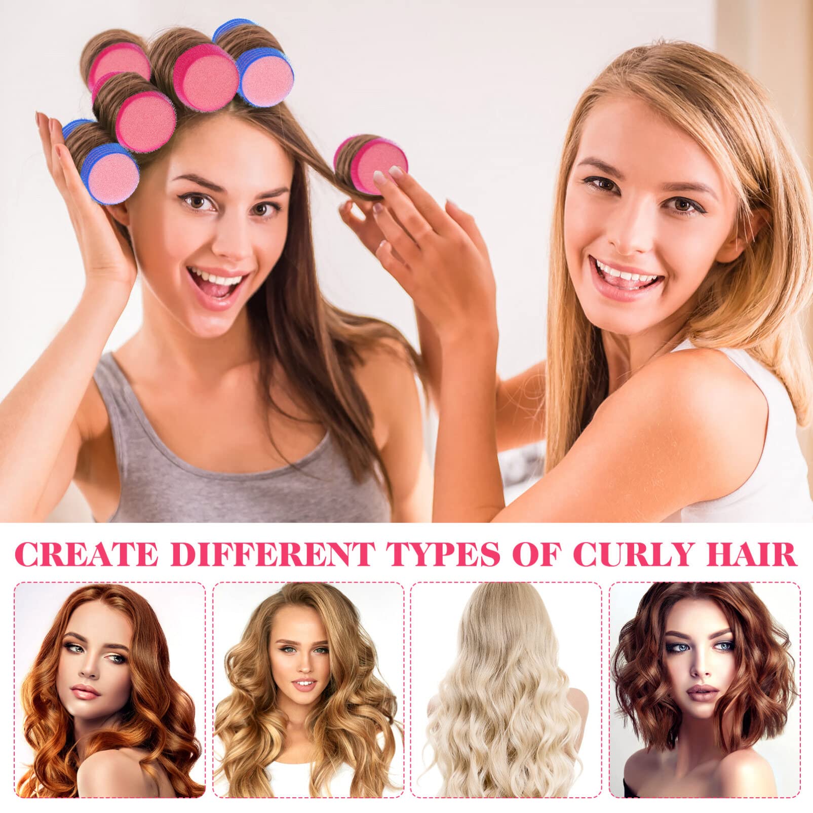 FOMIYES 12pcs Sponge Hair Rollers for Short, Medium & Long Hair - Soft Overnight Curling Rollers for Bangs & Sleep Styling - Perfect for Natural Waves, Beach Curls & Voluminous Hairstyles