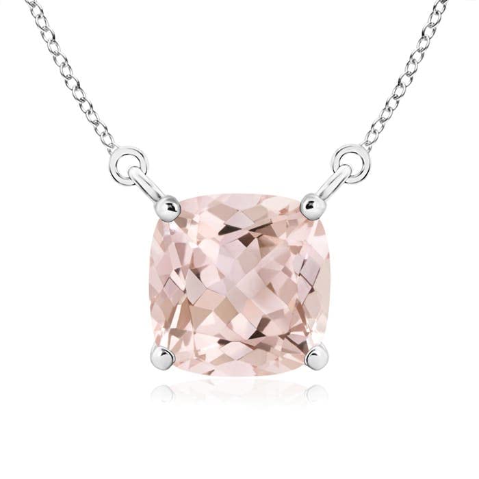 Angara Natural Morganite Solitaire Pendant Necklace for Women - 14K Solid Gold or Platinum Jewelry | Elegant Gift for Birthday, Wedding Anniversary | Perfect for Date Nights, Bridal Showers & Special Occasions