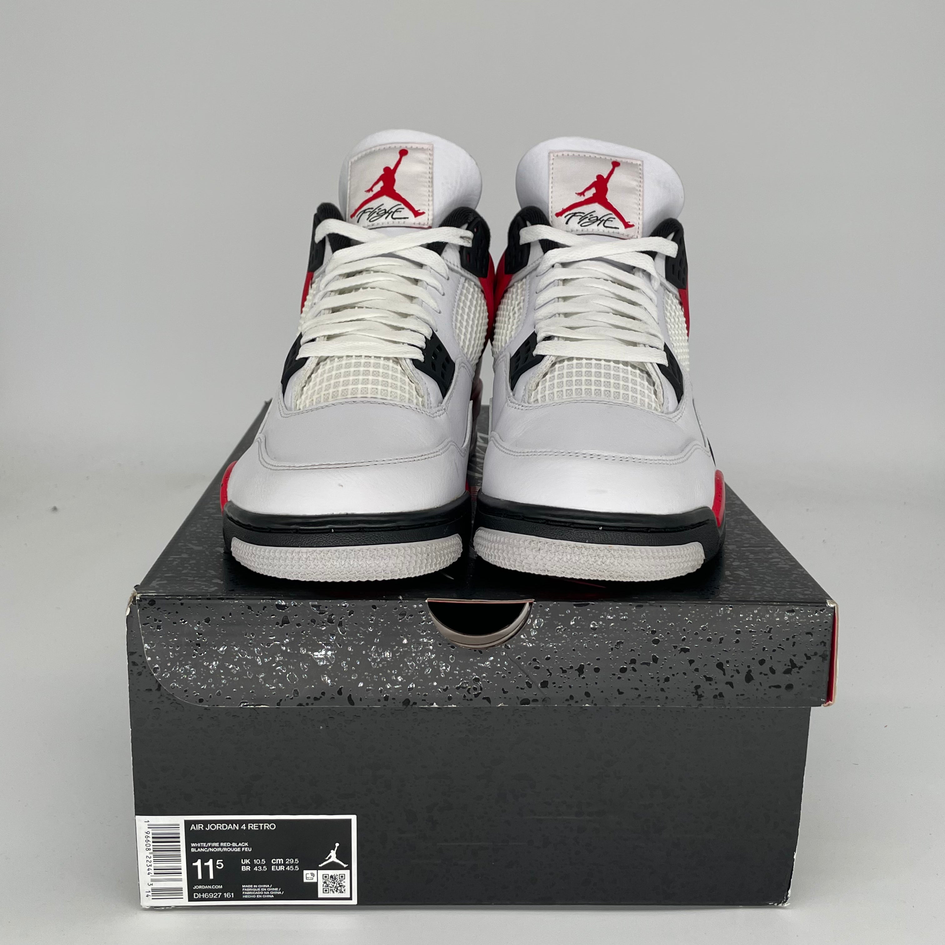 AIR JORDAN 4 Retro Red Cement Men's Basketball Shoes Size 11.5 - Authentic DH6927-161 Sneakers for Casual Wear & Street Style