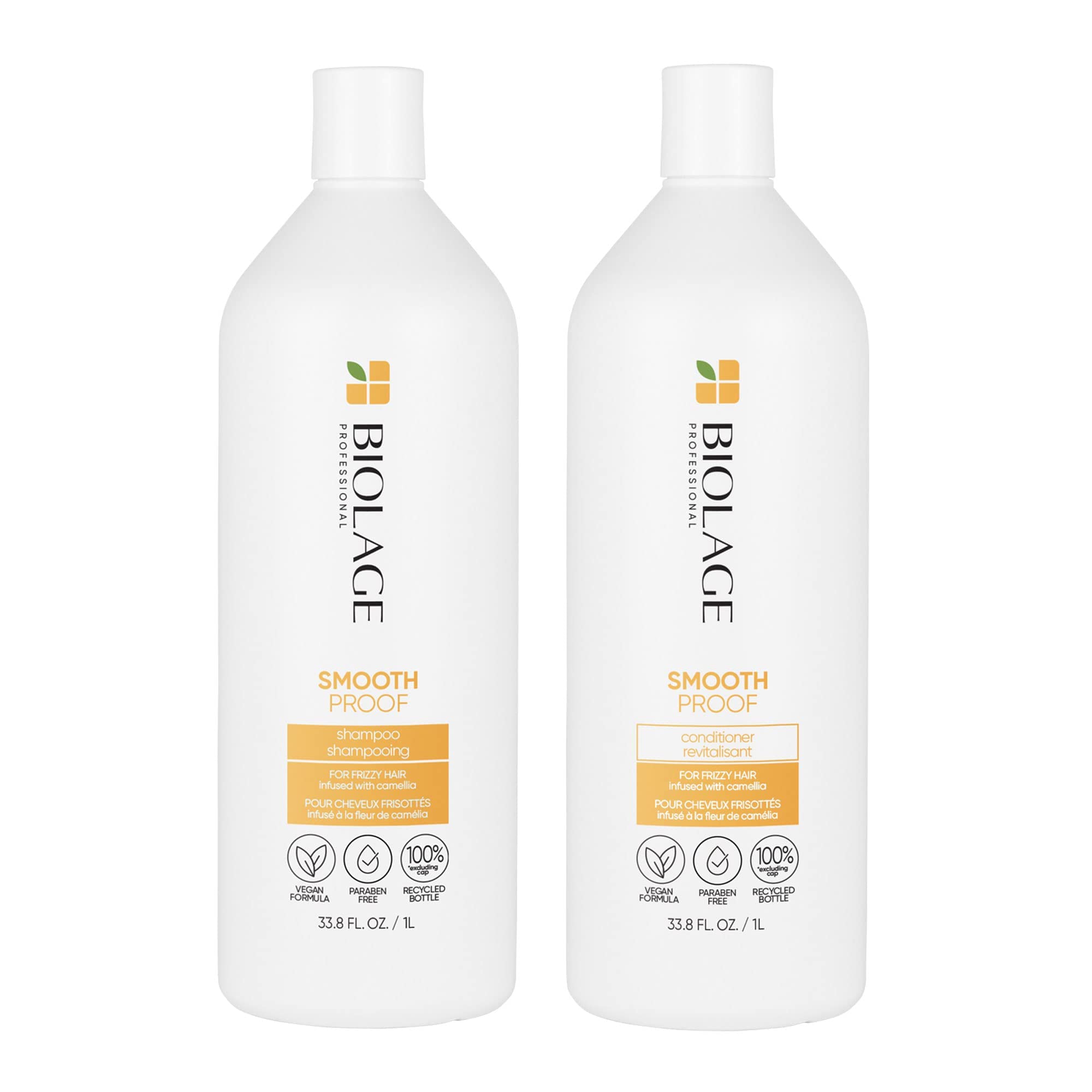 Biolage Smooth Proof Shampoo & Conditioner Set for Frizzy Hair - Paraben & Silicone Free Vegan Hair Care - Deep Cleansing & Frizz Control - Perfect for Daily Use & Salon-Quality Smoothing at Home