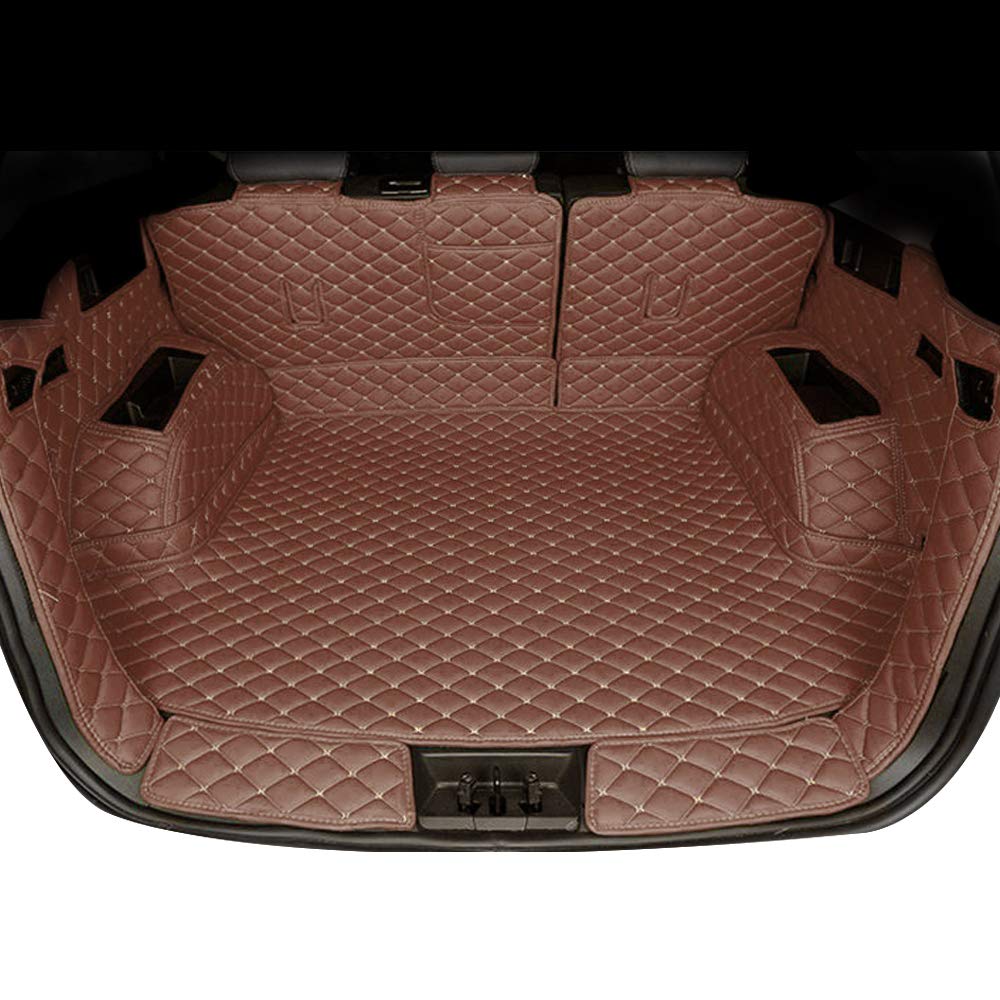 95% Custom Fit All-Weather Car Cargo Mat Trunk Liner Set - Odorless, Non-Slip Protection for SUVs & Sedans (Brown) | Perfect for Road Trips, Grocery Hauling & Pet Transport