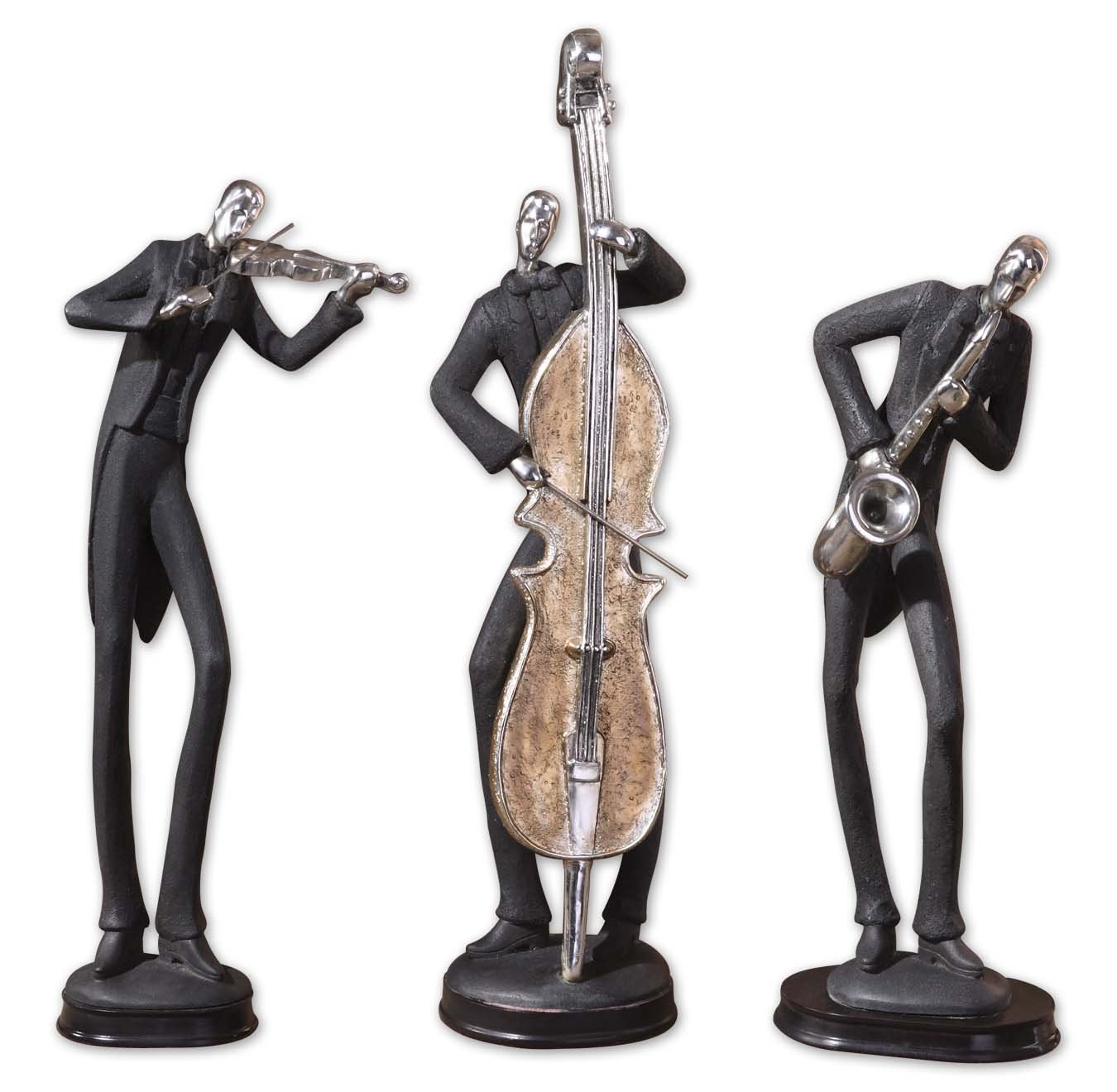 Uttermost 18-Inch Musicians Accessories Set of 3 in Slate Gray with Silver Plated Accents - Perfect for Home Decor, Music Studio & Gift Ideas