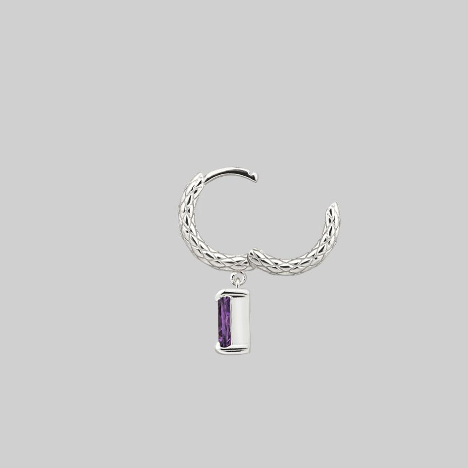 NYMPH Sterling Silver Amethyst Rectangle Dangle Hoop Earrings for Women | Elegant Jewelry Gift for Birthday, Anniversary & Special Occasions