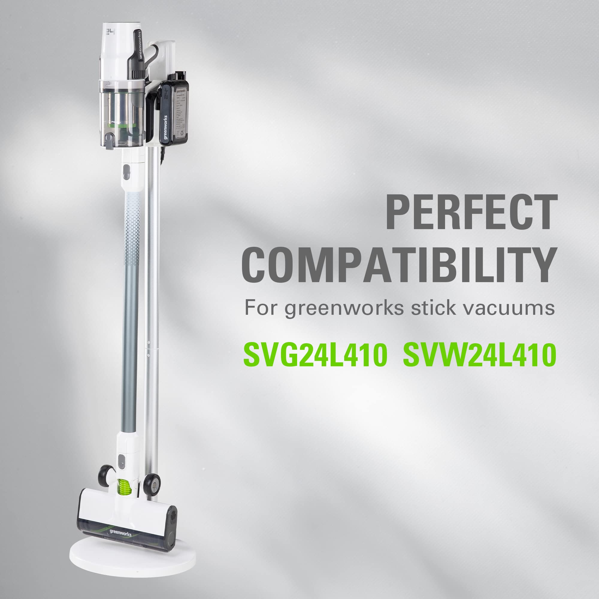 Greenworks GA9102 Stick Vacuum Cleaner Charger Stand & Holder - 2-Piece White Accessory Set | Cordless Vacuum Storage Solution for Home & Garage Organization
