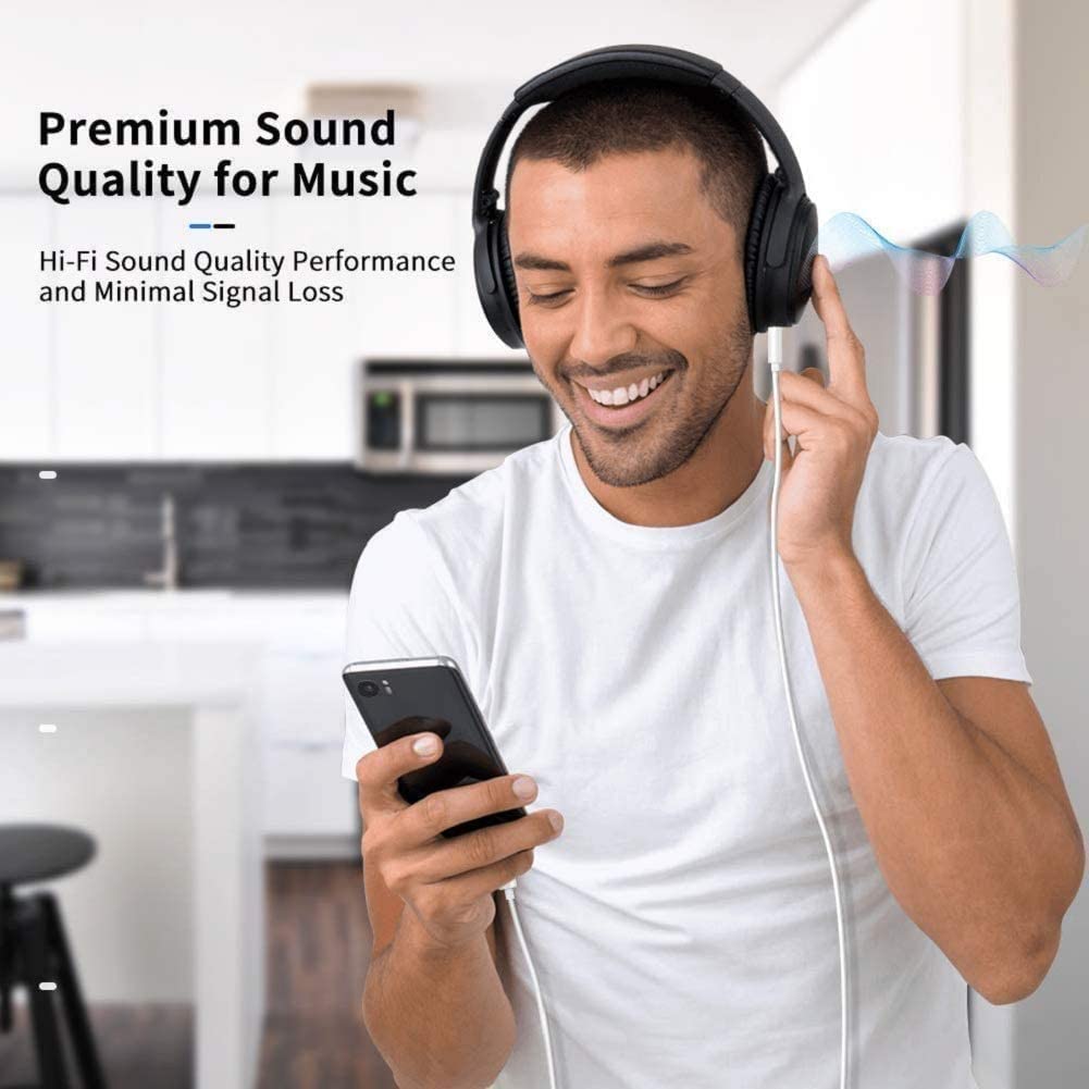 MFi Certified USB C to 3.5mm Aux Audio Cable for iPhone 15/14/13/12 - 3.3ft Male to Male Headphone Jack Adapter - Ivory White - Perfect for Car, Home Stereo & Gaming Headsets