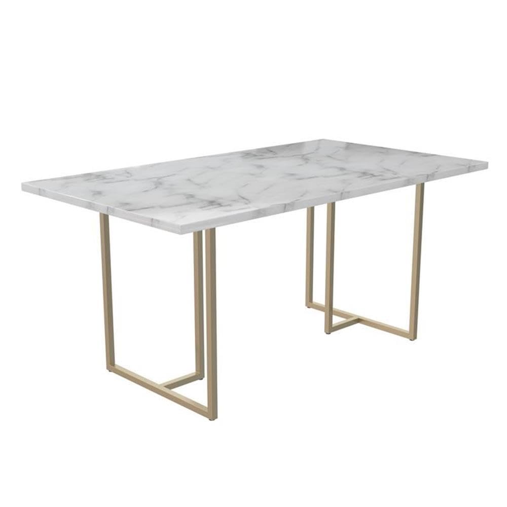 CosmoLiving Astor Dining Table - White Marble Top with Gold Metal Legs | Modern Luxury Dining Room Furniture for Home & Restaurant Decor