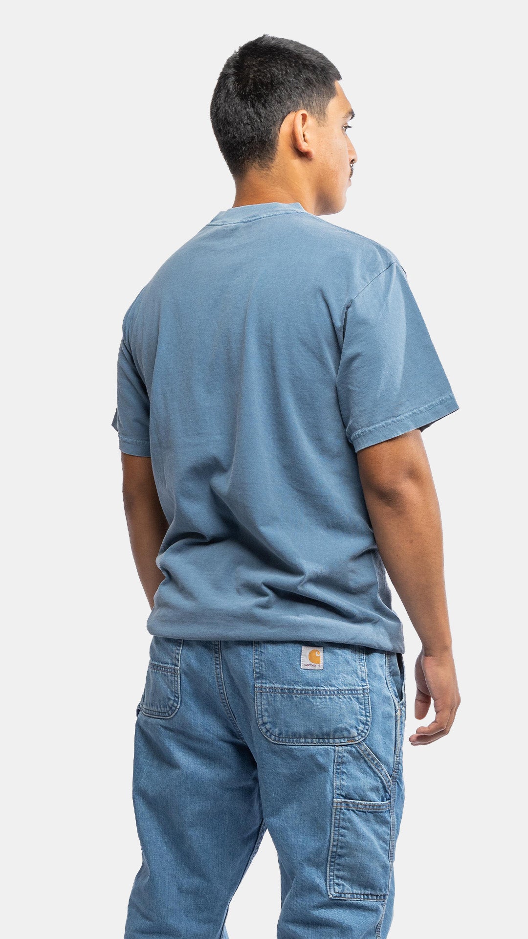 Heavy Knit Centerpiece T-Shirt - Soft Denim Wash for Women | Casual Everyday Wear & Layering Outfits