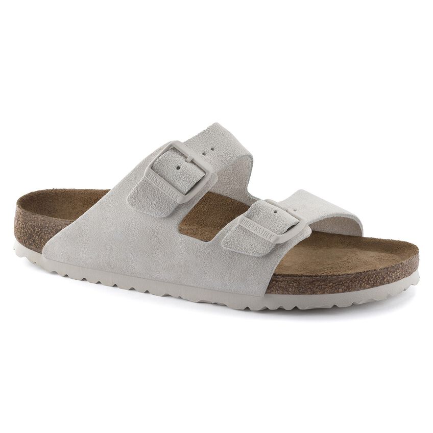 Arizona Soft Footbed Suede Sandals for Women - Narrow Fit Comfortable Walking Shoes in Antique White | Perfect for Beach, Vacation & Summer Outfits