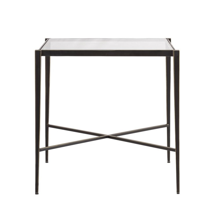 Leon 22 x 22 Inch Bronze/Clear Accent Table - Modern Side Table for Living Room, Bedroom, Office & Entryway Decor