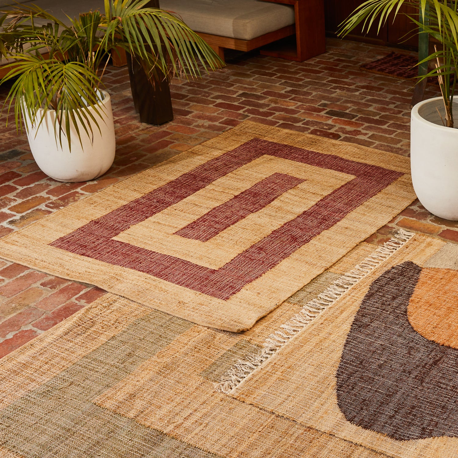 Adrienne Jute Rug Carmine - Natural Fiber Bohemian Area Rug for Living Room, Bedroom & Nursery | Eco-Friendly Home Decor