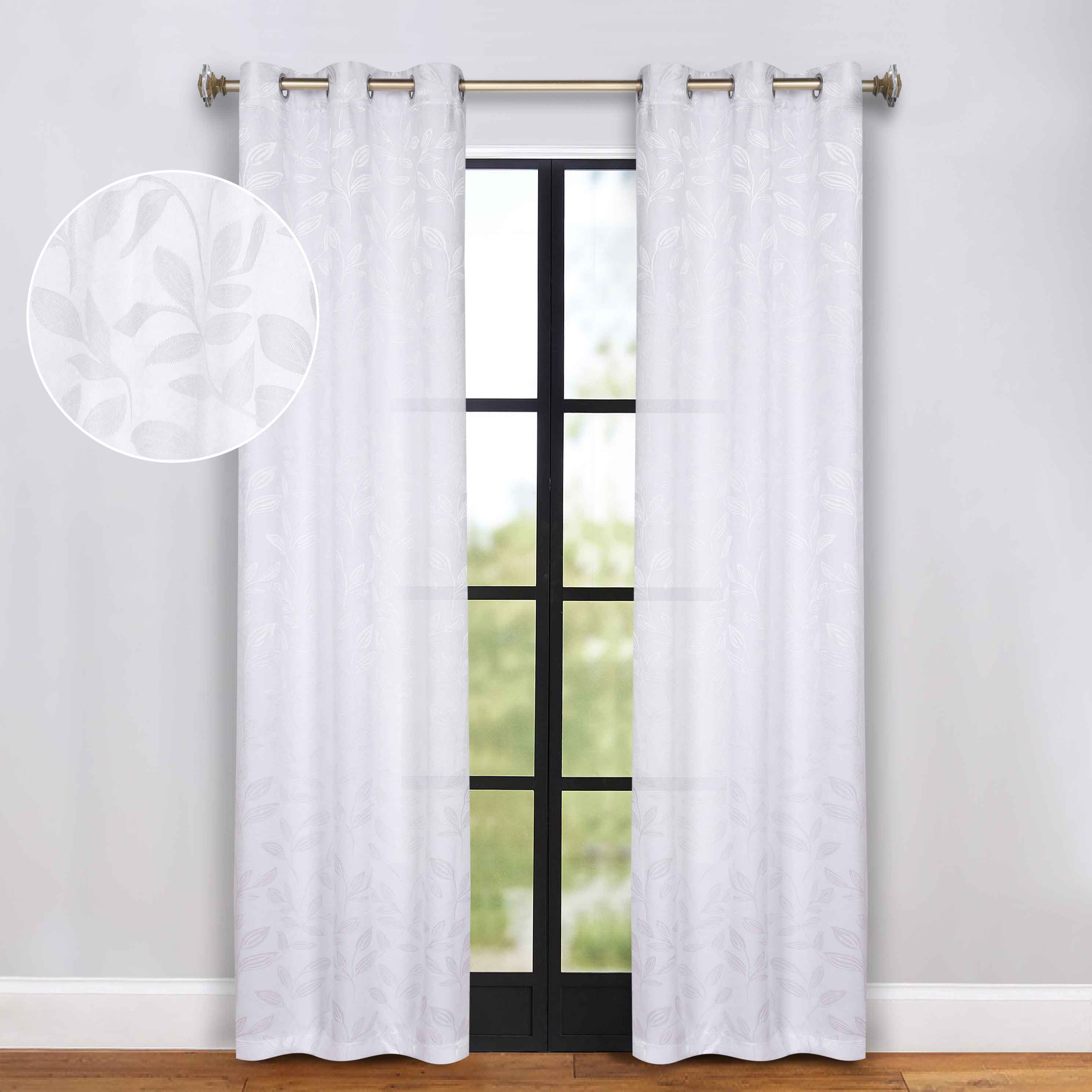 Leaves Grommet Blackout Curtains Set of 2 - Thermal Insulated Room Darkening Drapes for Bedroom & Living Room - Noise Reducing Window Treatment for Home Decor