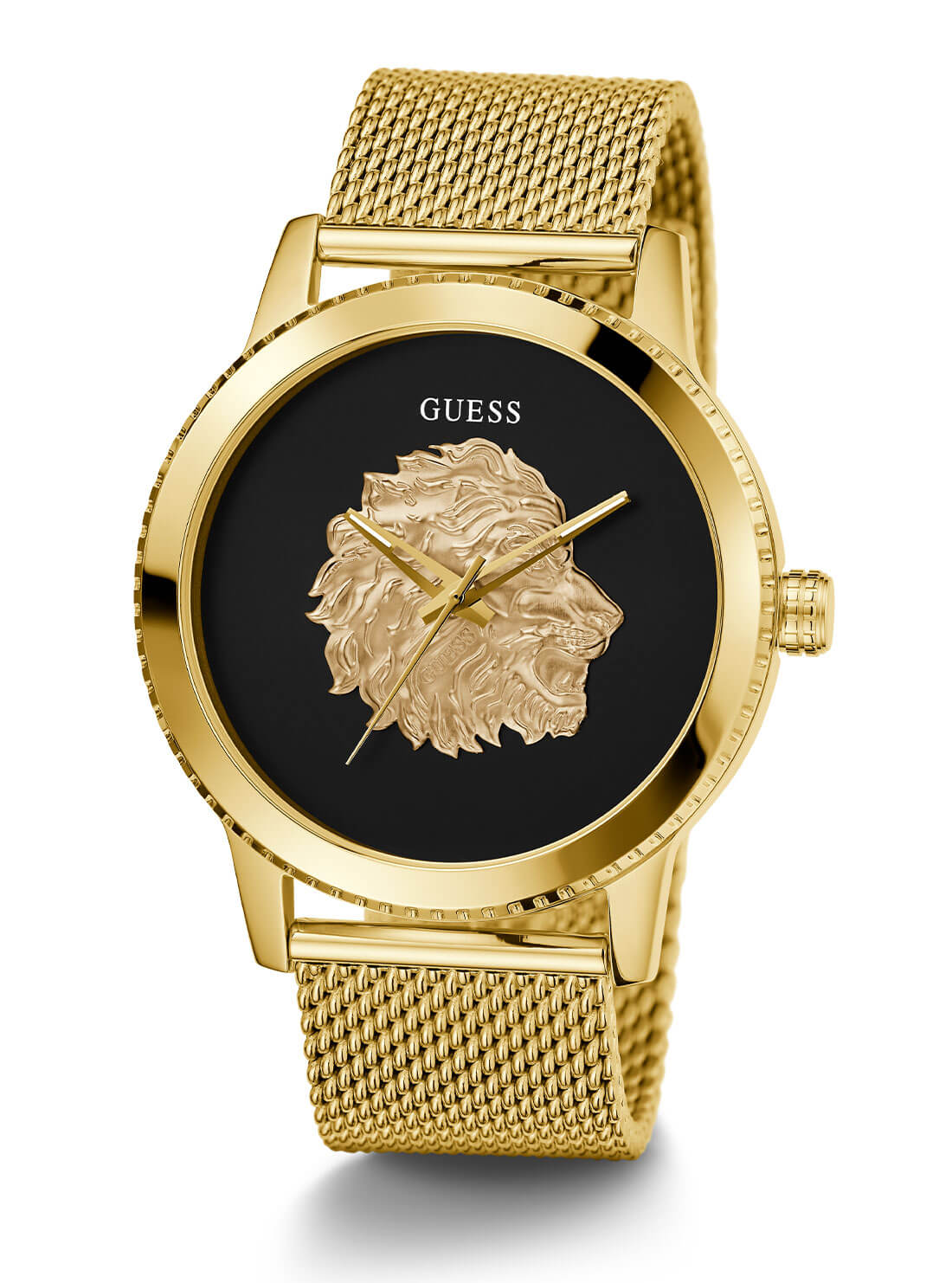 Luxury Gold Monarch Black Lion Mesh Watch for Men - Elegant Stainless Steel Dress Watch - Perfect for Business, Formal Events & Gifting