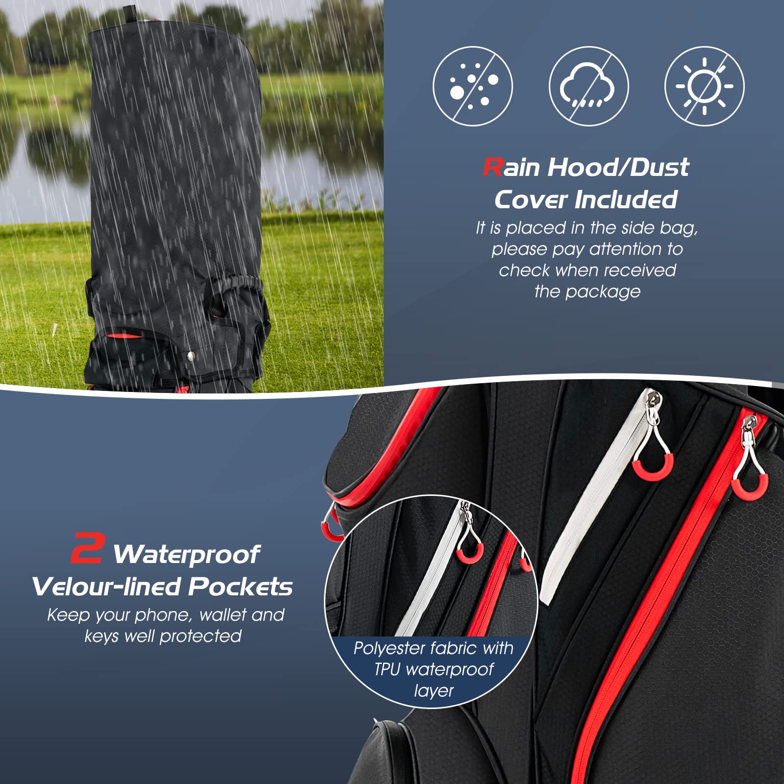 Tangkula Premium Golf Cart Bag - Lightweight, Durable & Water-Resistant for Golf Enthusiasts | Perfect for Golf Courses, Driving Ranges & Tournaments