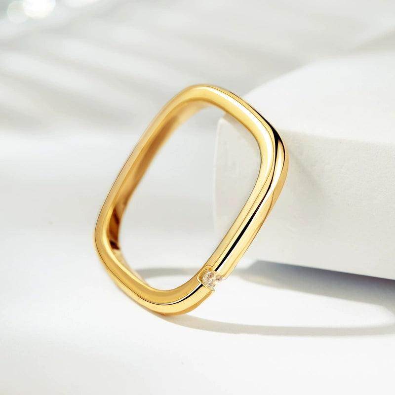 Sterling Silver Index Finger Ring - Small Square Minimalist Couple Band for Women & Men | Perfect for Anniversaries, Weddings & Everyday Wear