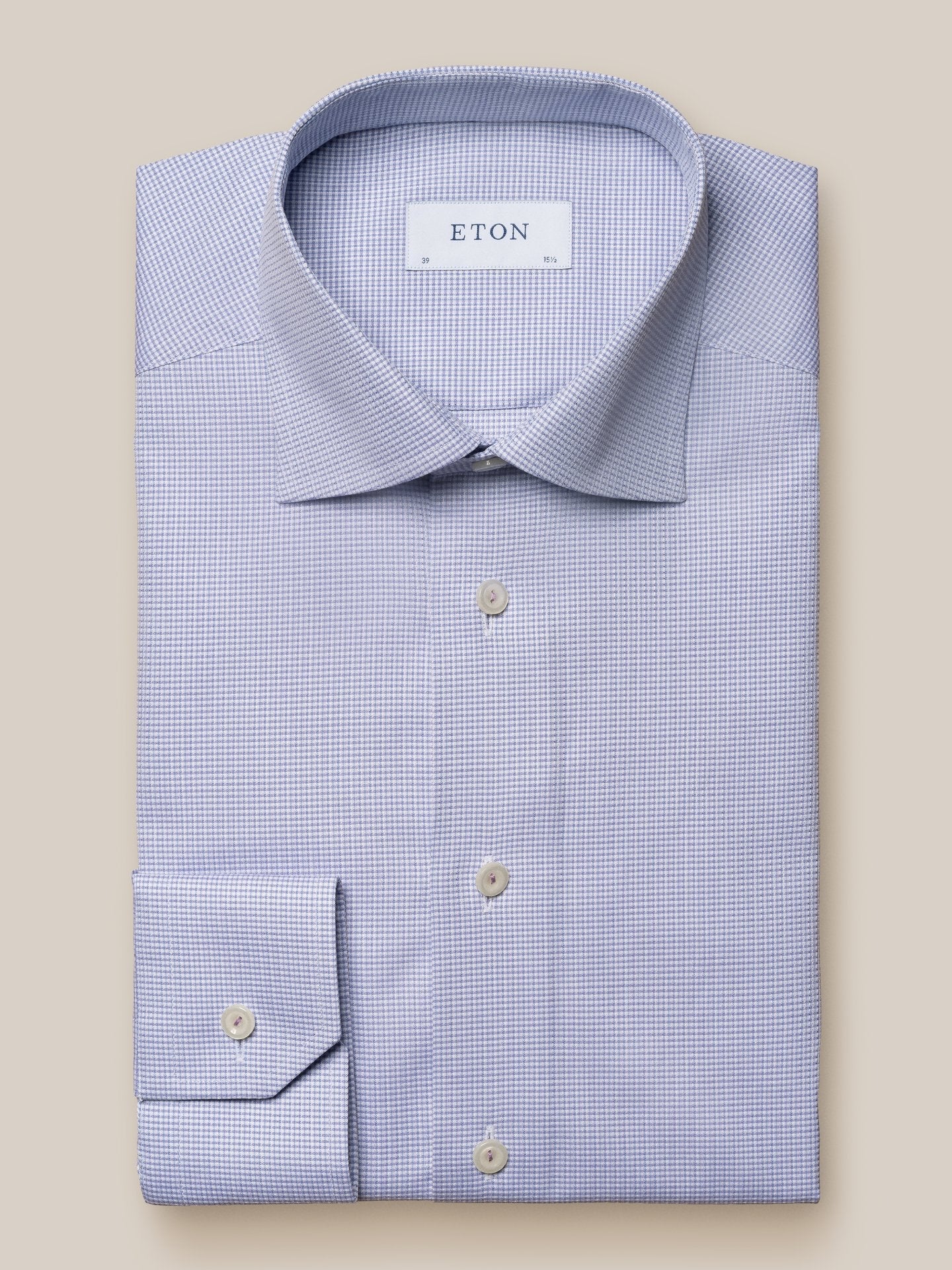 ETON Microcheck Shirt for Men - Contemporary Fit Sky Blue Casual Dress Shirt for Office, Business & Formal Occasions