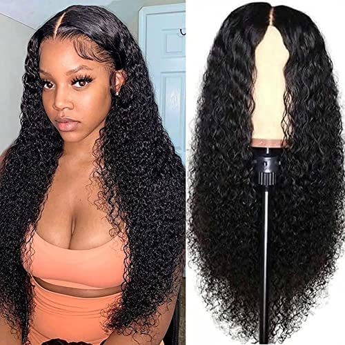 13x4 HD Lace Front Human Hair Wigs for Black Women - Glueless Kinky Curly Brazilian Wig with Pre-Plucked Hairline | Natural Color 24 Inch Curly Wig for Daily Wear, Parties & Special Occasions