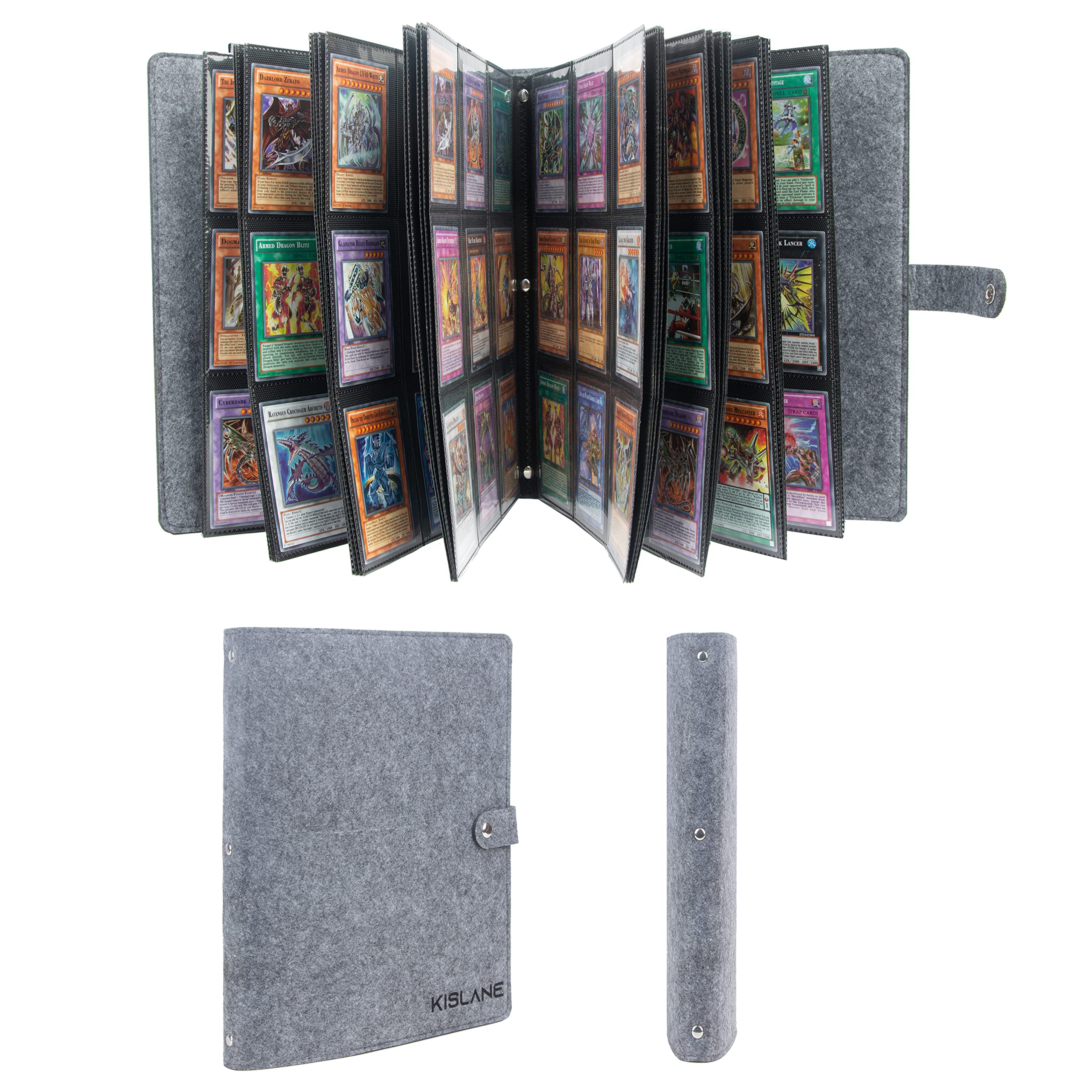 KISLANE 720-Pocket Trading Card Binder with Sleeves - Premium Felt Storage for Pokemon, MTG, Yu-Gi-Oh Cards (Grey) - Perfect for Collectors, Tournaments & Card Organization