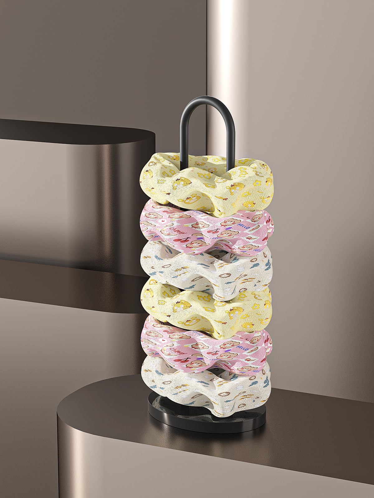 Scrunchie Holder & Hair Tie Organizer Stand - Metal & Acrylic Hair Accessory Storage Display for Scrunchies, Hair Bands, Clips (Black) - Perfect for Bedroom Vanity, Bathroom & Travel Organization