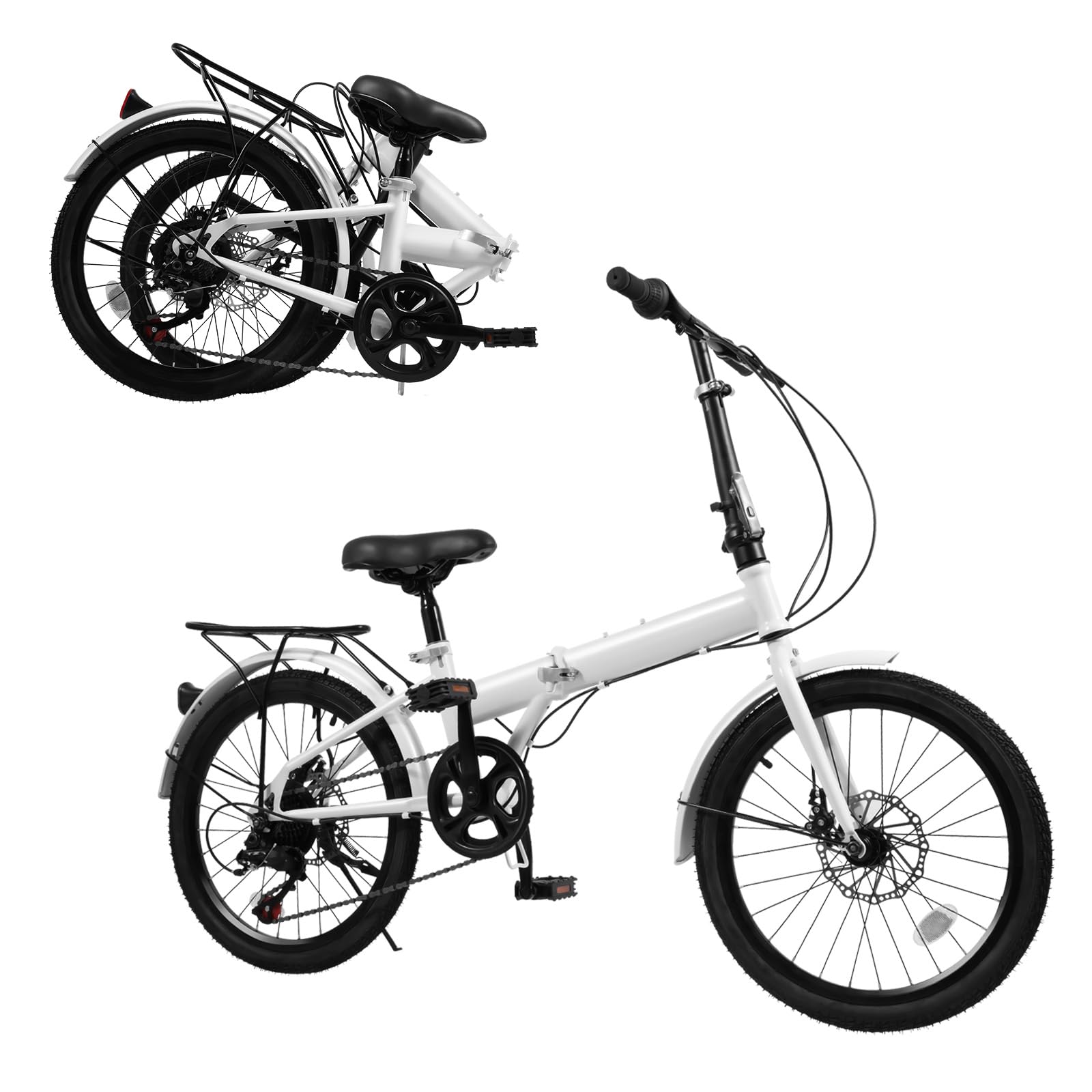 20 Inch Folding Bike for Adults - 7 Speed Adjustable Commuter Bicycle for Men & Women - Compact Foldable Bike for Urban Commuting, Camping & Travel