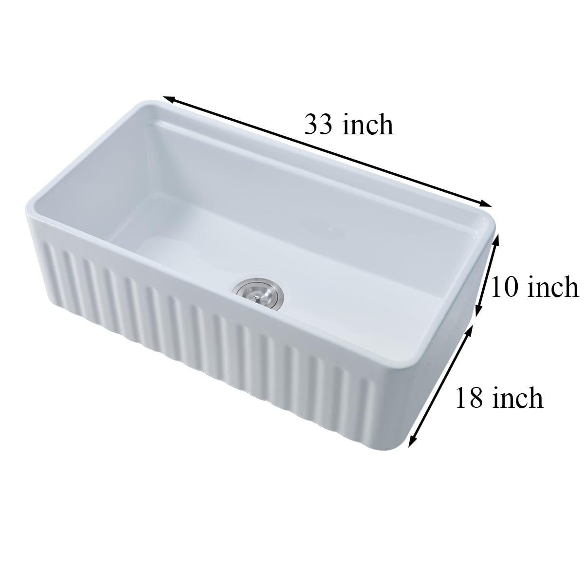 Friho 33x18 Inch Modern Single Bowl Drop-In Farmhouse Kitchen Sink - White Apron Front Undermount Fireclay Ceramic Porcelain Sink with Cutting Board | Perfect for Rustic Kitchens, Remodeling & Country Style Homes