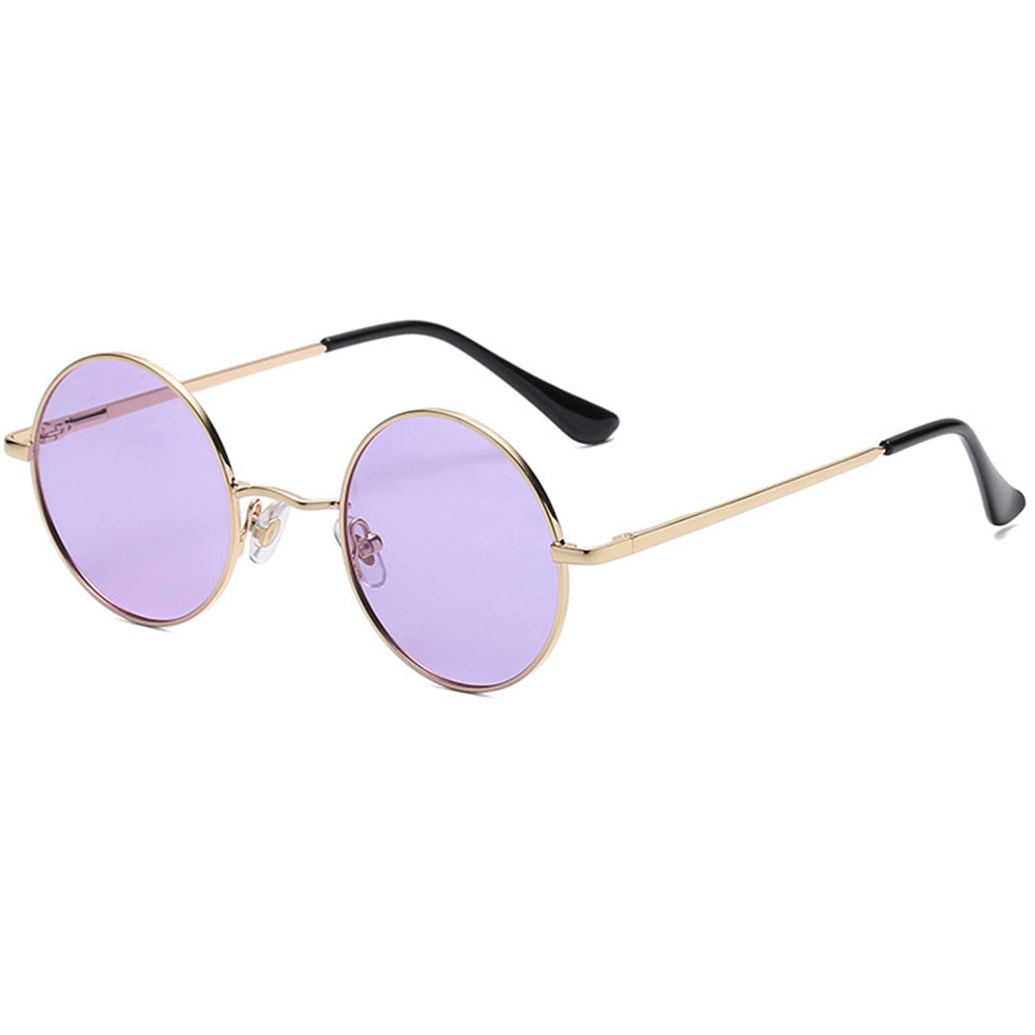 Vintage Round Polarized Sunglasses for Women & Men - Red Lens Retro Hippie Style Small Circle Glasses | Perfect for Beach, Music Festivals & Summer Fashion