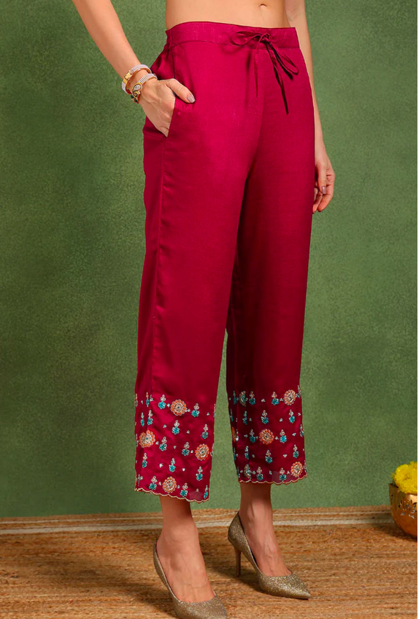 Elegant Red Silk Blend Flared Kurta Set for Women - Stylish Indian Ethnic Outfit for Festivals, Weddings & Parties