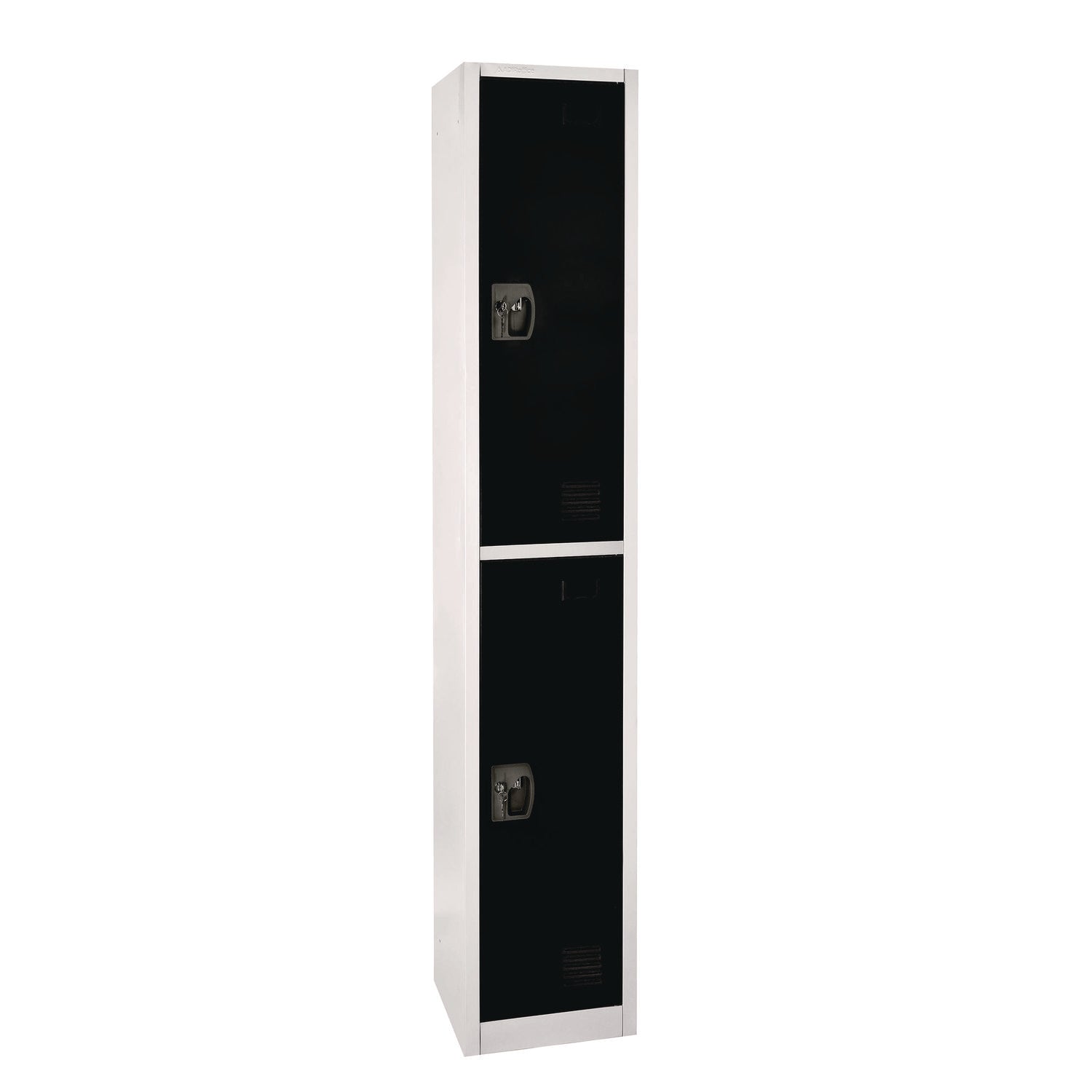 Steel Storage Locker with 2 Compartments - 12 x 12 x 72 Inches, Black - Heavy-Duty Metal Locker for Office, Gym, School & Warehouse Organization