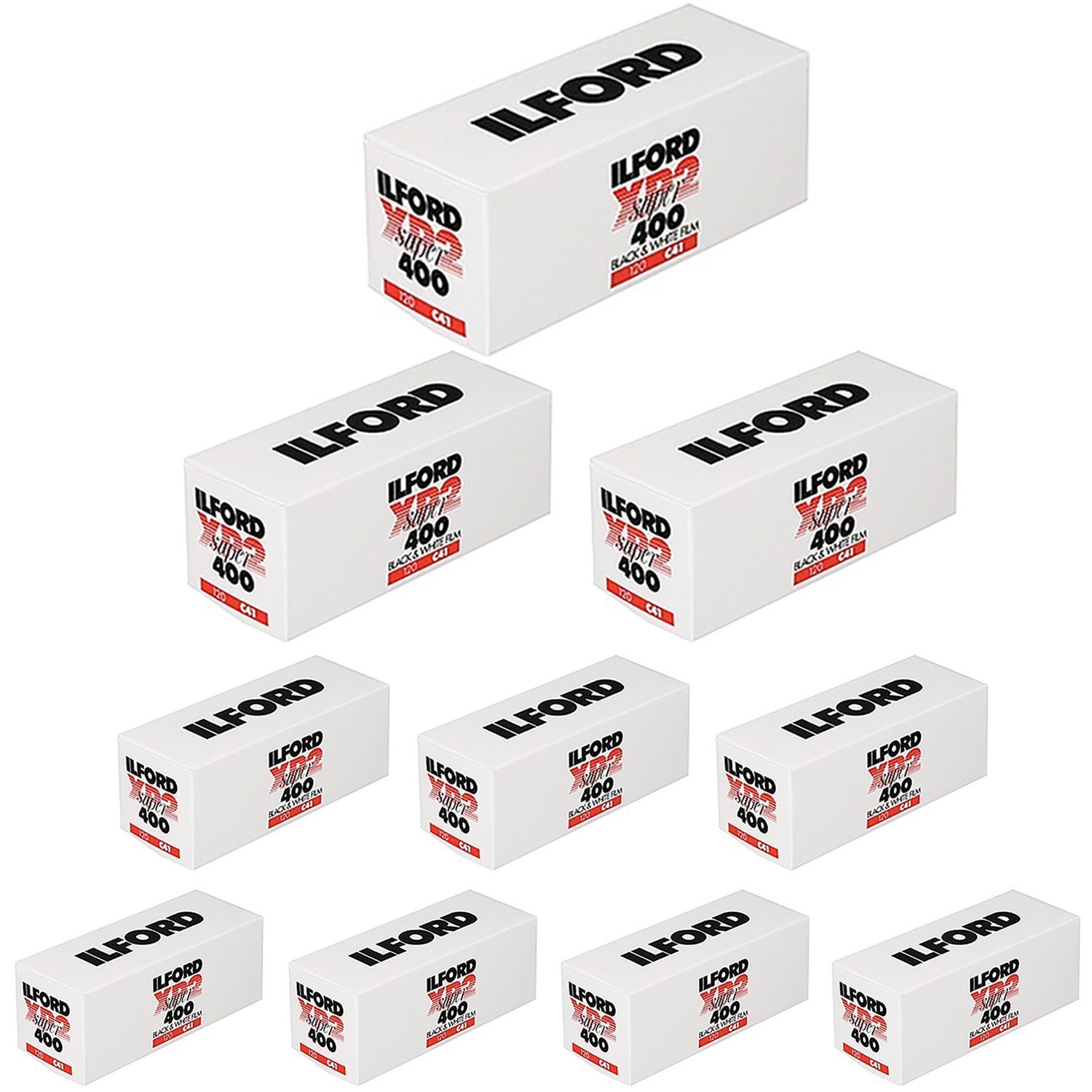 10 Rolls Ilford XP2 Super 400 120 Black & White Film - Perfect for Street Photography, Portraits & Low Light Shooting