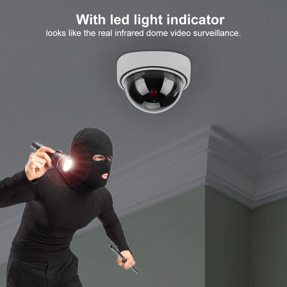 Fake Security Camera Outdoor Indoor - Realistic Dome Dummy Surveillance Camera for Home & Business Security - Deter Burglars & Intruders for Office, Garage, Storefront