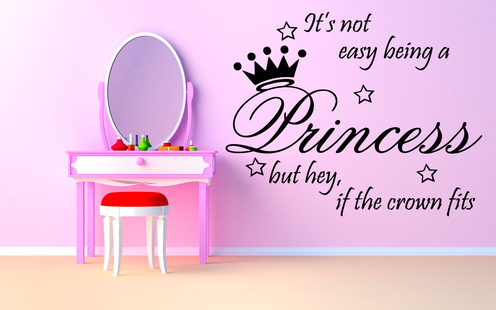 Princess Quote Wall Decal - Large Vinyl Sticker Mural for Girls Nursery Room Decor | Perfect for Bedroom, Playroom & Kids' Space AS1566