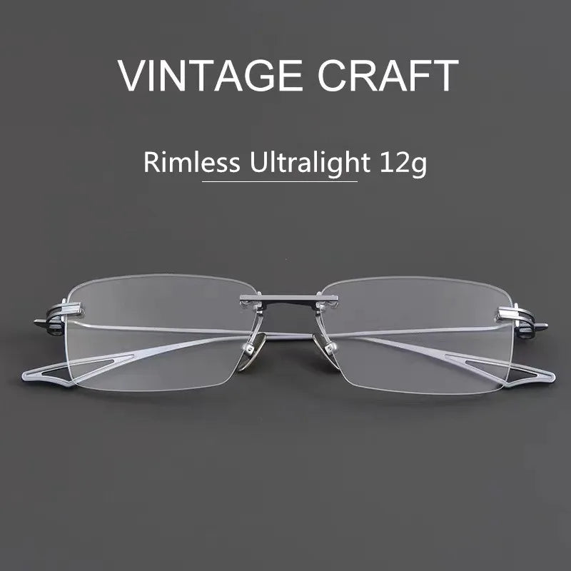 Aimee Unisex Rimless Big Square Titanium Eyeglasses 30419 - Lightweight Durable Frame for Men & Women - Perfect for Reading, Work, and Everyday Fashion