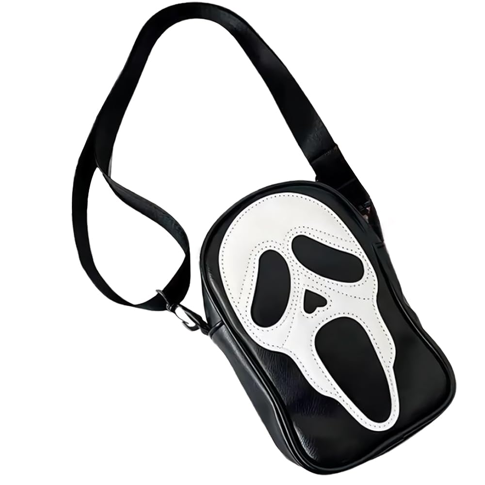 Ghostface Shoulder Bag - Halloween Ghost Purse for Women & Men | PU Leather Gothic Skull Face Crossbody Phone Bag | Perfect for Cosplay, Halloween Parties & Gothic Fashion