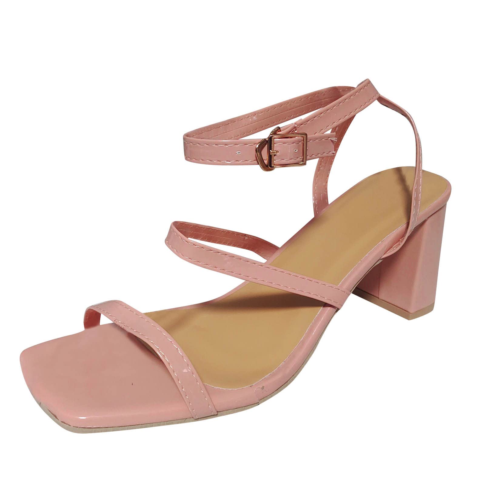 Thick Solid High Heel Women's Fashion Sandals - Sexy Leather Buckle Strap Summer Walking Shoes for Women | Perfect for Beach, Party, Date Night & Casual Outings