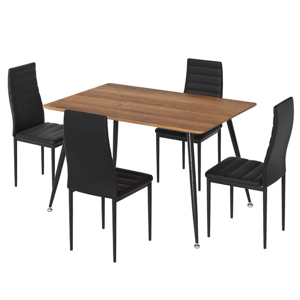 Artiss 5-Piece Dining Set with Rectangle Metal Table & 4 Chairs - Perfect for Small Spaces, Kitchen, Breakfast Nook & Apartment Dining