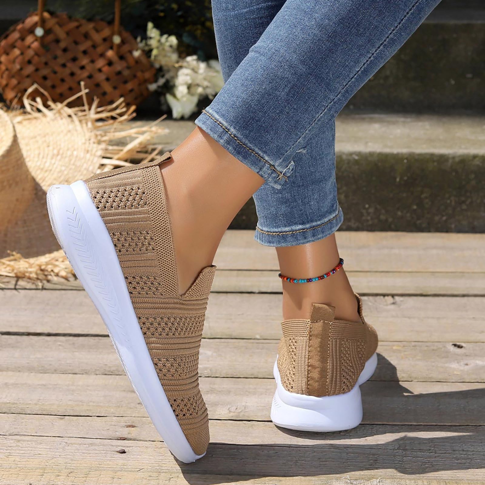 Elegant White Platform Trainers for Women - Breathable Mesh Hiking & Running Shoes for Outdoor & Gym