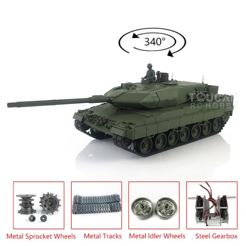 Heng Long 1/16 Scale TK7.0 Upgraded Metal German Leopard 2A6 RTR RC Tank - 3889 Military Vehicle with BB Shooting Function (Ready-to-Run, Battery Included) for Outdoor Battles, Backyard War Games & RC Tank Enthusiasts
